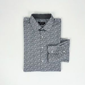 Nine West Botanical Motif Button-Down Shirt in Blue | Size XL